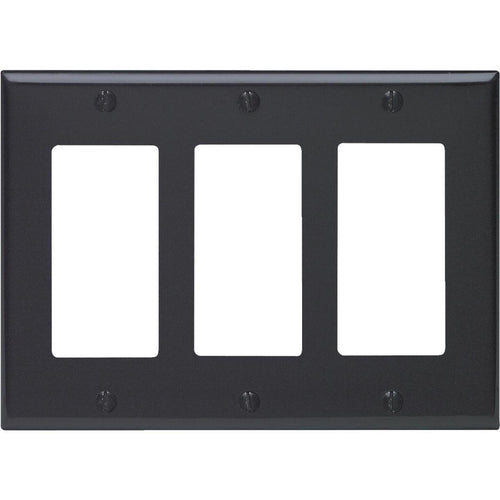 Leviton Decora 3-Gang Smooth Plastic Rocker Decorator Wall Plate, Black