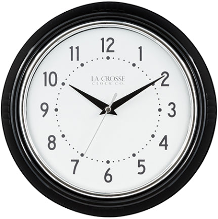 WALL CLOCK 9 1/2 DINER BK W/CH BEZL
