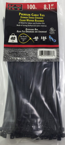 K-T Industries 8.1 Light Duty, Uv Black, 100/Pk
