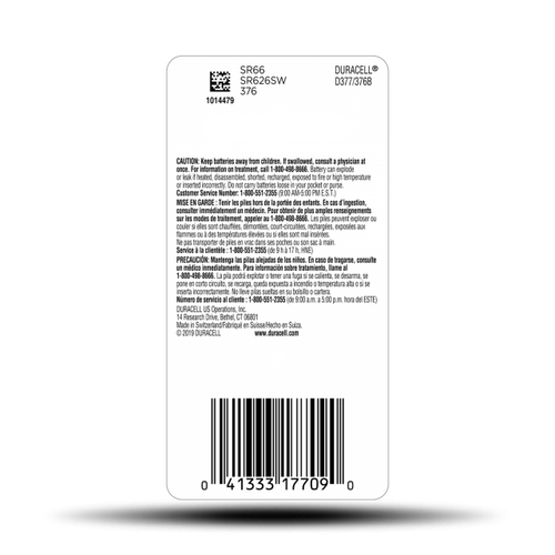 Duracell  377/376 Silver Oxide Button Battery