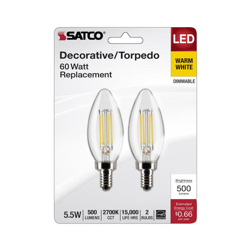 Satco S21827 5.5B11/LED/927/CL/120V/E12/2CD