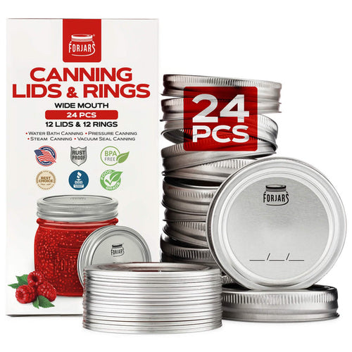 Forjars® 12 Wide Mouth Canning Lids + 12 Rings