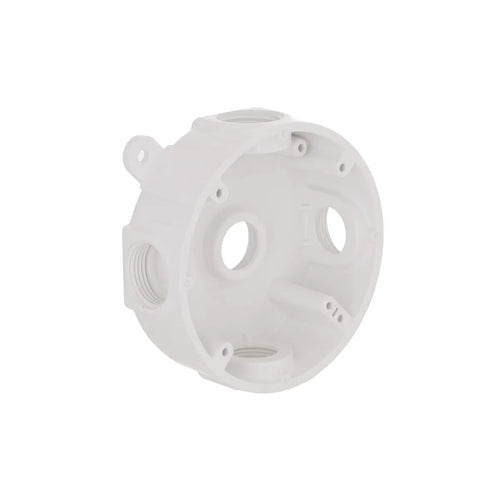 Hubbell Round Weatherproof Box, Five 1/2 or 3/4 in. Threaded Outlets, White
