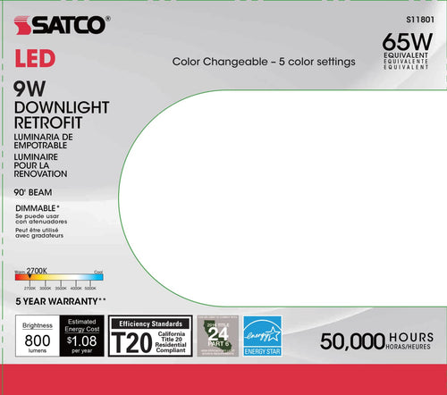 Satco S11801 9WLED/RDL/5-6/ADJ-CCT/120V