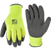 Wells Lamont Winter-Lined Double Coated Latex Glove, High-Vis Yellow
