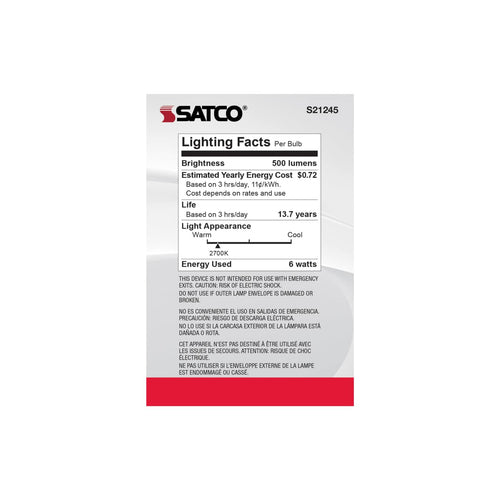 Satco Products S21245 6G25/LED/CL/927/120V/2PK