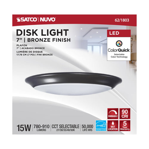 Satco Products 62-1803 7 Led Disk Light Bronze Finis