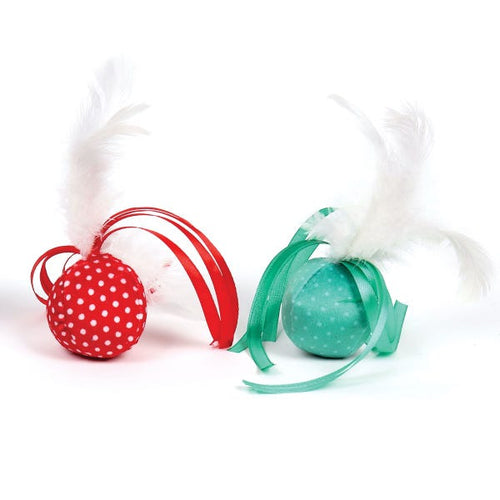 Pet Park Blvd Ribbon Feather Balls 2 pk