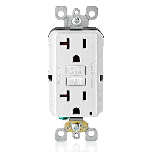 Leviton 20 Amp Self Test Non Tamper-Resistant Slim GFCI Outlet with LED Indicator Light