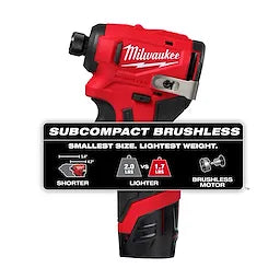 Milwaukee M12™ Subcompact Brushless 1/4 Hex Impact Driver Kit