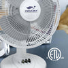 Proaira 12 Oscillating Table Fan with Adjustable Tilt, 3 Speed Control, White