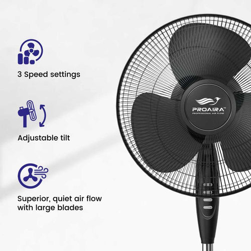 Grip Tight Tools 16 Oscillating Pedestal Fan, 3 Speed Control, Black