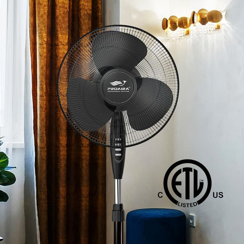Grip Tight Tools 16 Oscillating Pedestal Fan, 3 Speed Control, Black