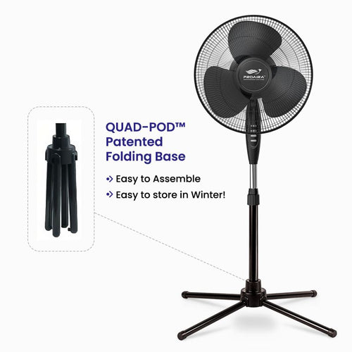 Grip Tight Tools 16 Oscillating Pedestal Fan, 3 Speed Control, Black