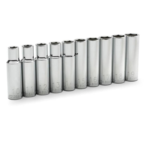 GearWrench 10 Piece 1/2 Drive 6 Point Deep Metric Socket Set