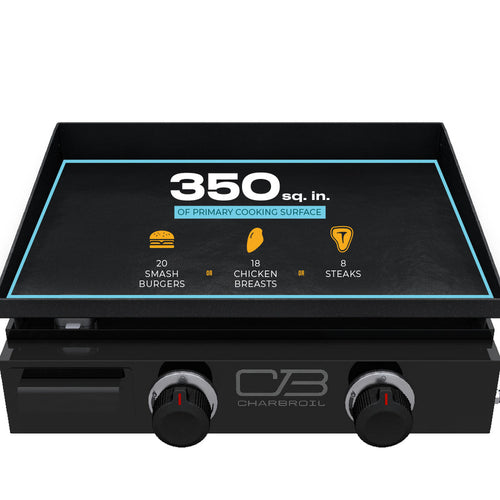 Charbroil® 22 Performance Series™ Portable Tabletop 2 Burner Propane Gas Griddle Black