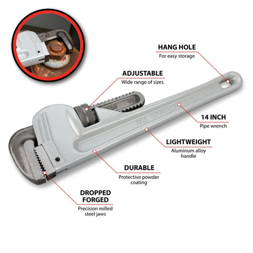 Performance Tool 14 Aluminum Pipe Wrench