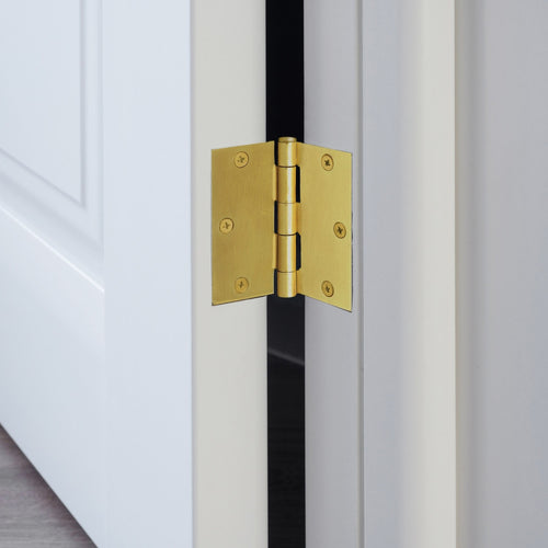 Design House  Interior Door Hinge, Square Radius, 3.5, Satin Brass, 3-Pack