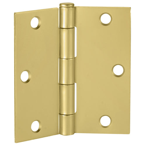 Design House  Interior Door Hinge, Square Radius, 3.5, Satin Brass, 3-Pack