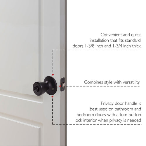 Design House  Tulip Privacy Door Knob, Matte Black