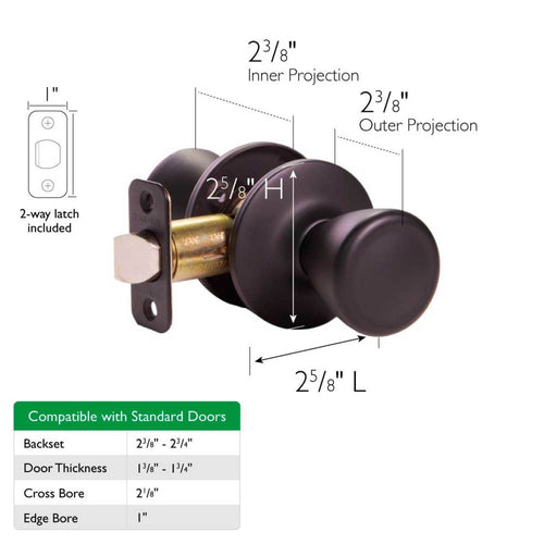 Design House Tulip Passage Door Knob, Matte Black