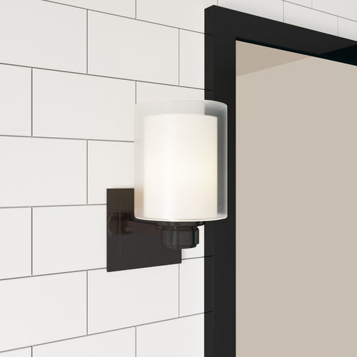 Design House Oslo Indoor 1-Light Wall Sconce, Frosted Glass, Matte Black