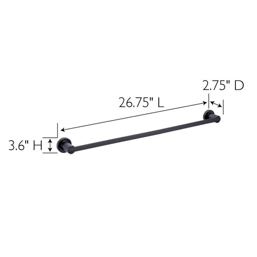 Design House  Eastport Towel Bar, 24, Matte Black