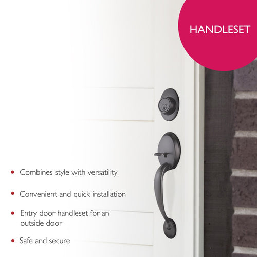 Design House Coventry Springdale Keyed Entry Handleset, Matte Black