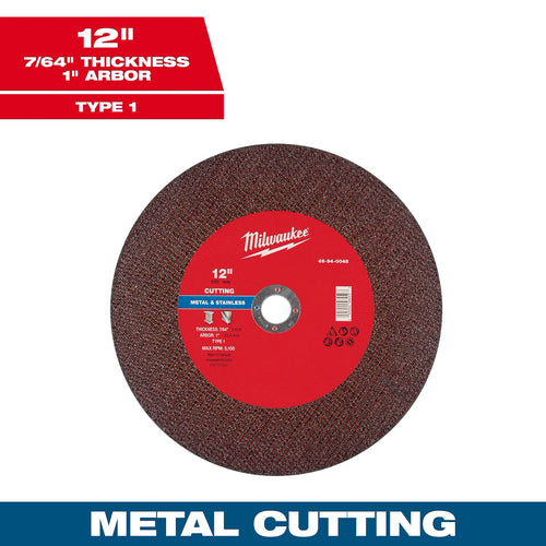 Milwaukee 12 x 7/64 x 1 Metal Cut Off Wheel -Type 1