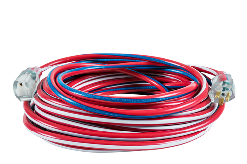 Southwire 12/3 SJTW 50' Red/White/Blue Outdoor Extension Cord With Power Light Indicator, USA 250th Anniversary Edition