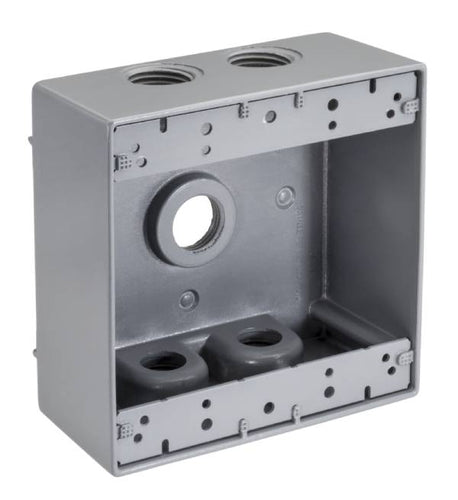 Southwire 1/2 5-Hole 2-Gang Weatherproof Box Gry WB2550