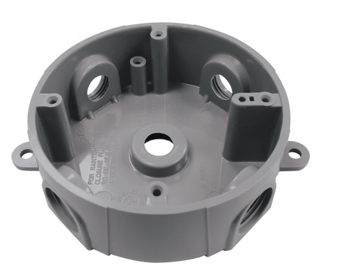 Southwire Round 1/2 In., 3/4 In. 5-Hole Gray Weatherproof PVC Junction Box