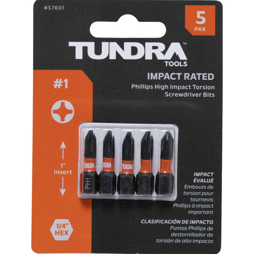 Tundra Tools Impact Screwdriving Philips Bits 1″ 5 PAK
