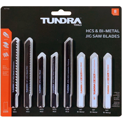 Tundra Tools 8 Piece Bi-Metal & HCS Jig-Saw Set