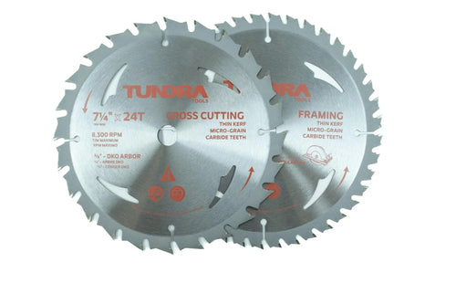Tundra Tools 2 Piece Framing & Cross Cutting Circular Saw Blade Set