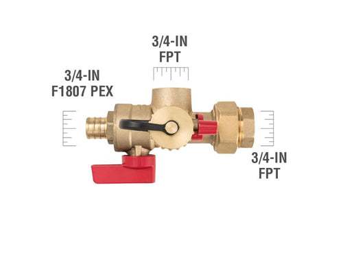 B&K 3/4-in PEX F1807 Brass Isolation Valve Kit w/ Pressure Relief Valve