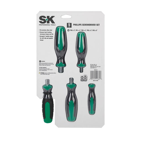 SK SK01332 5 Piece Phillips Screwdriver Set