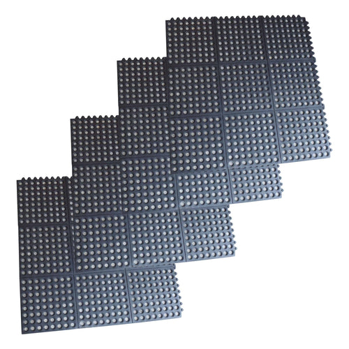 Buffalo Tools 3 Foot x 3 Foot Black Interlocking Rubber Mats 4 Pack
