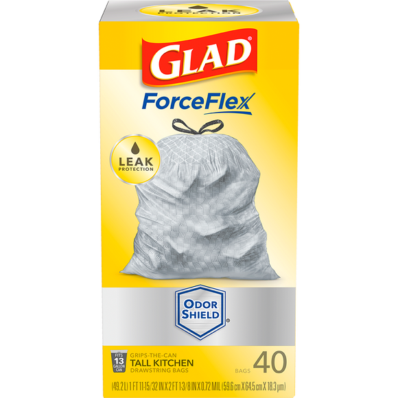 Glad ForceFlex MaxStrength™ Our Strongest Kitchen Bags 13 Gallon White