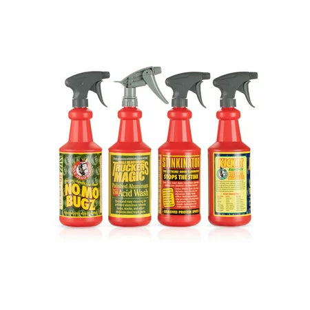 Mule Head Set of 4 32 Ounce Spray Bottles Including No Mo Bugz Stinkinator