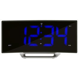 Curved LED Atomic Dual Alarm Clock with USB, 1.8-In.