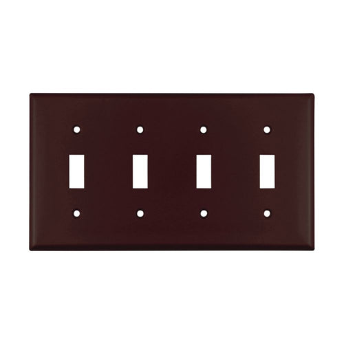 Cooper Wiring Devices  4 - Gang Standard Toggle Plate, Brown