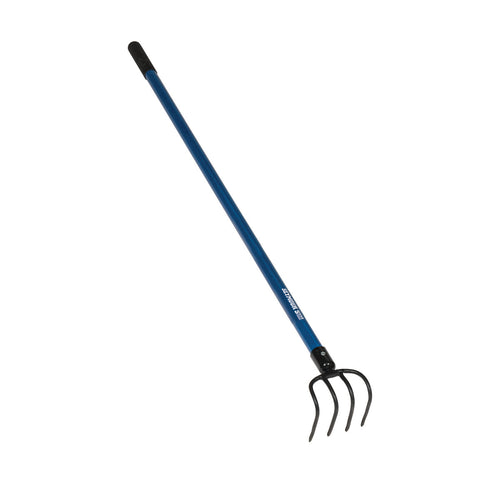 Seymour Midwest Garden Cultivator, Forged 4 Tine Head, 54 Blue Fiberglass Handle