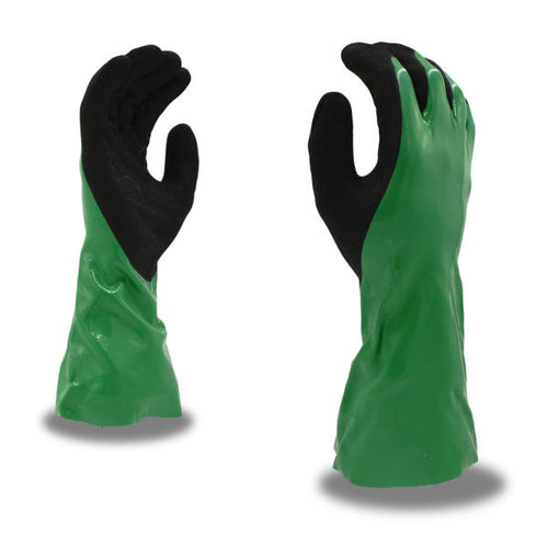 Cordova Safety Products Green Sandy Nitrile Chemical Glove,15 Gauge, 12 In Length