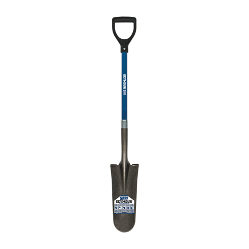 Seymour 14 Drain Spade, 26 Blue Fiberglass Handle, Poly D-Grip