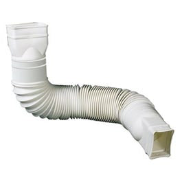 Downspout Extension, Flexible White Poly, Extends 24 - 55-In.