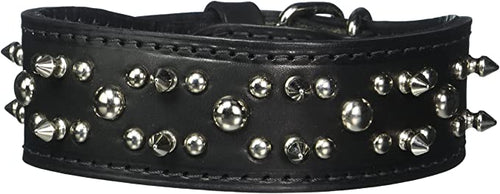 Leather Brothers   1.75 by 24 Spiked Studded Latigo Protector Dog Collar, X-Large, Black