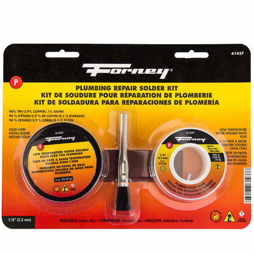 Forney Solder Kit, LF, Plumbing Repair, Solid Core, 1/8, 3 oz.