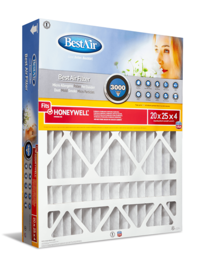 BestAir® 20 x 25 x 4, Air Cleaning Furnace Filter, MERV 13, Removes Allergens & Contaminants, For Honeywell Models