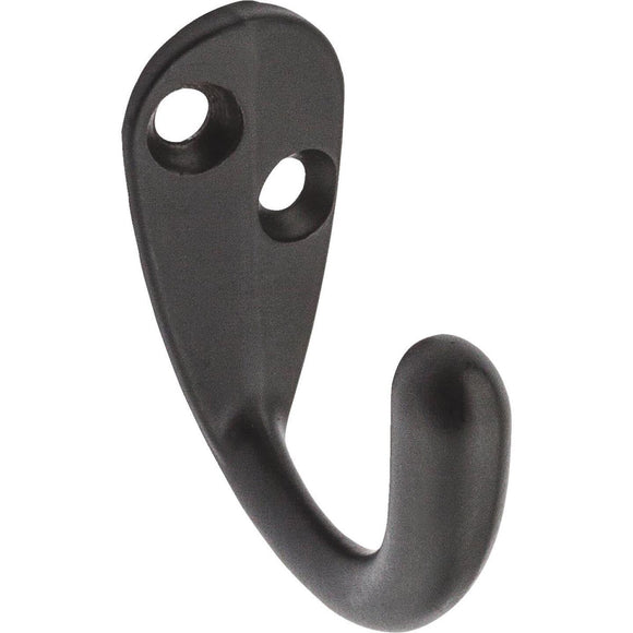 National Oil Rub Bronze Single Clothes Wardrobe Hook, 2 per Card